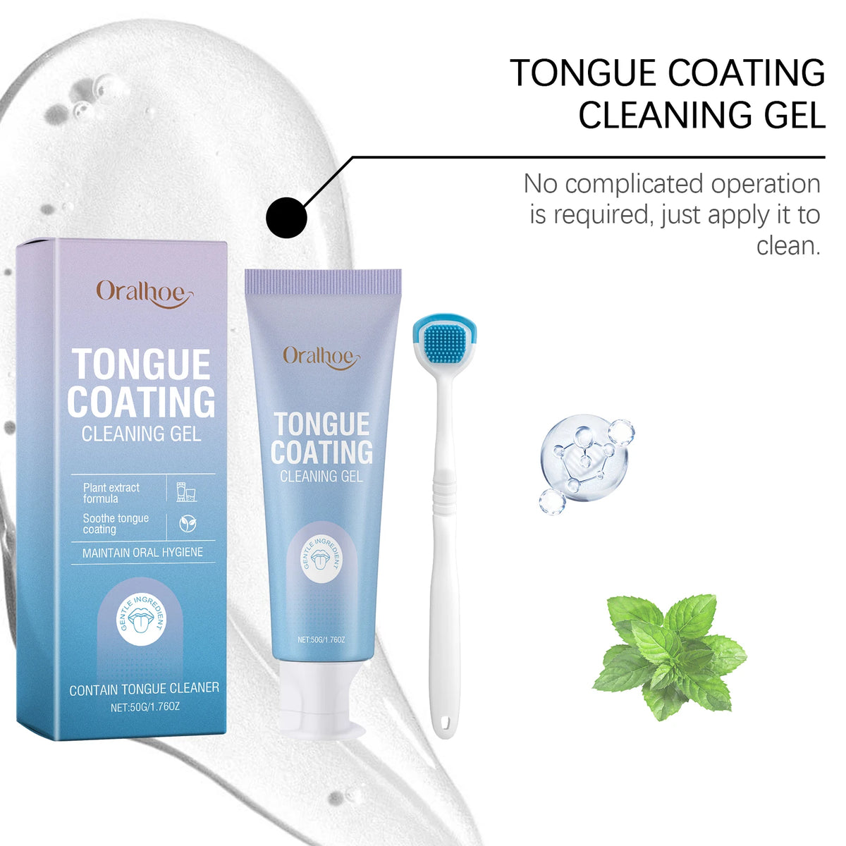 Tongue Cleaning Gel and Brush Kit for Fresh Breath