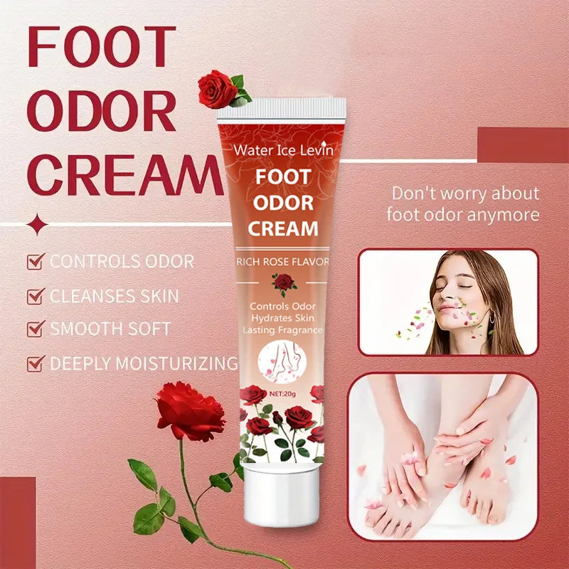 Rose Foot Deodorant Cream Long Lasting Odor Control and Moisturizer - 8