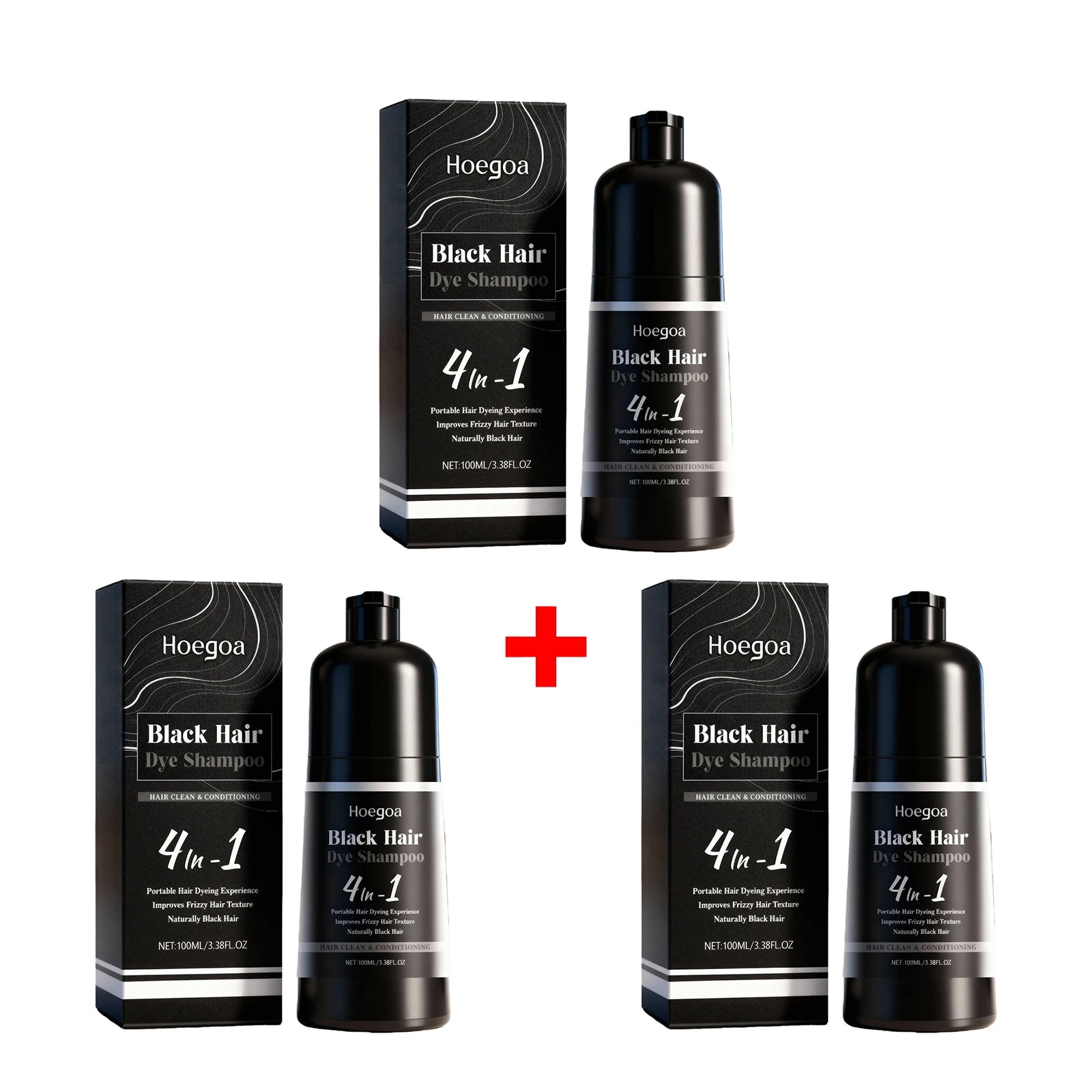 4-in-1 Black Hair Dye Shampoo for Gray Coverage - 15