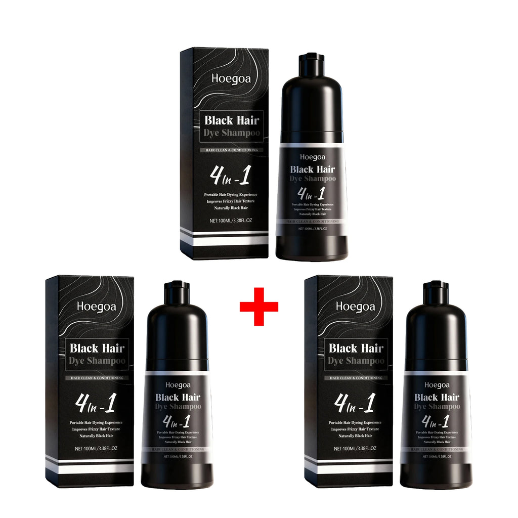 4-in-1 Black Hair Dye Shampoo for Gray Coverage