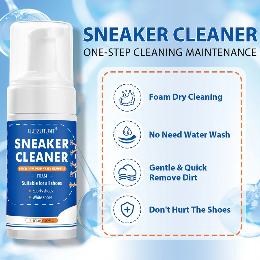 100ml Sneaker Cleaner Foam Dry Wash Shoe Decontamination Spray - 9