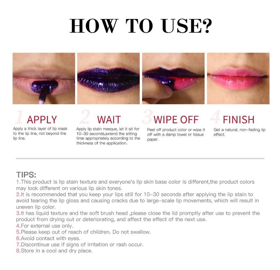 Long-Lasting Waterproof Peel-Off Lip Stain