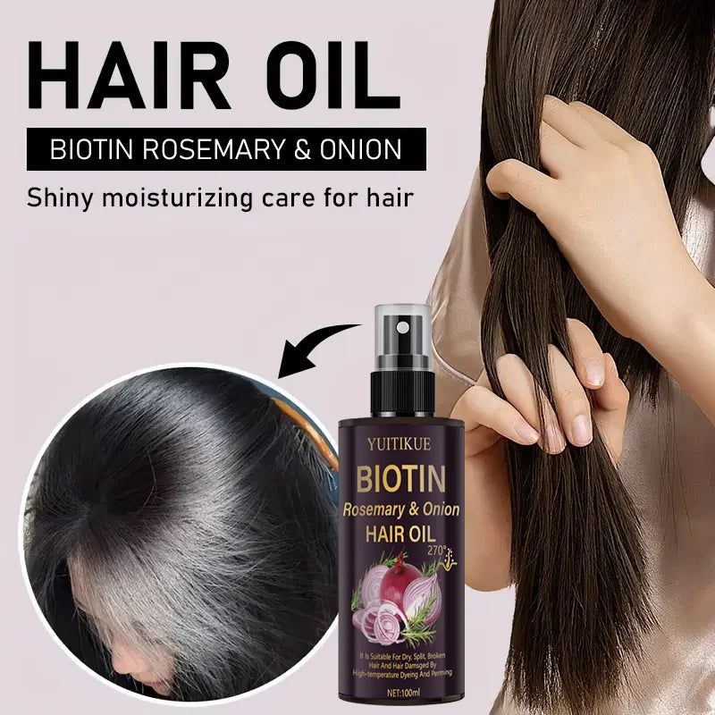 Biotin Rosemary and Onion Hair Oil for Damaged Dry Split Hair Repair - 6