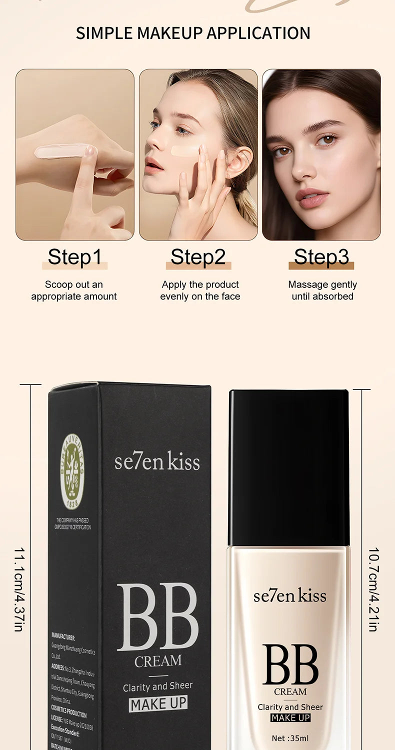 Se7en Kiss Moisturizing BB Cream Foundation Waterproof Liquid Makeup - 17