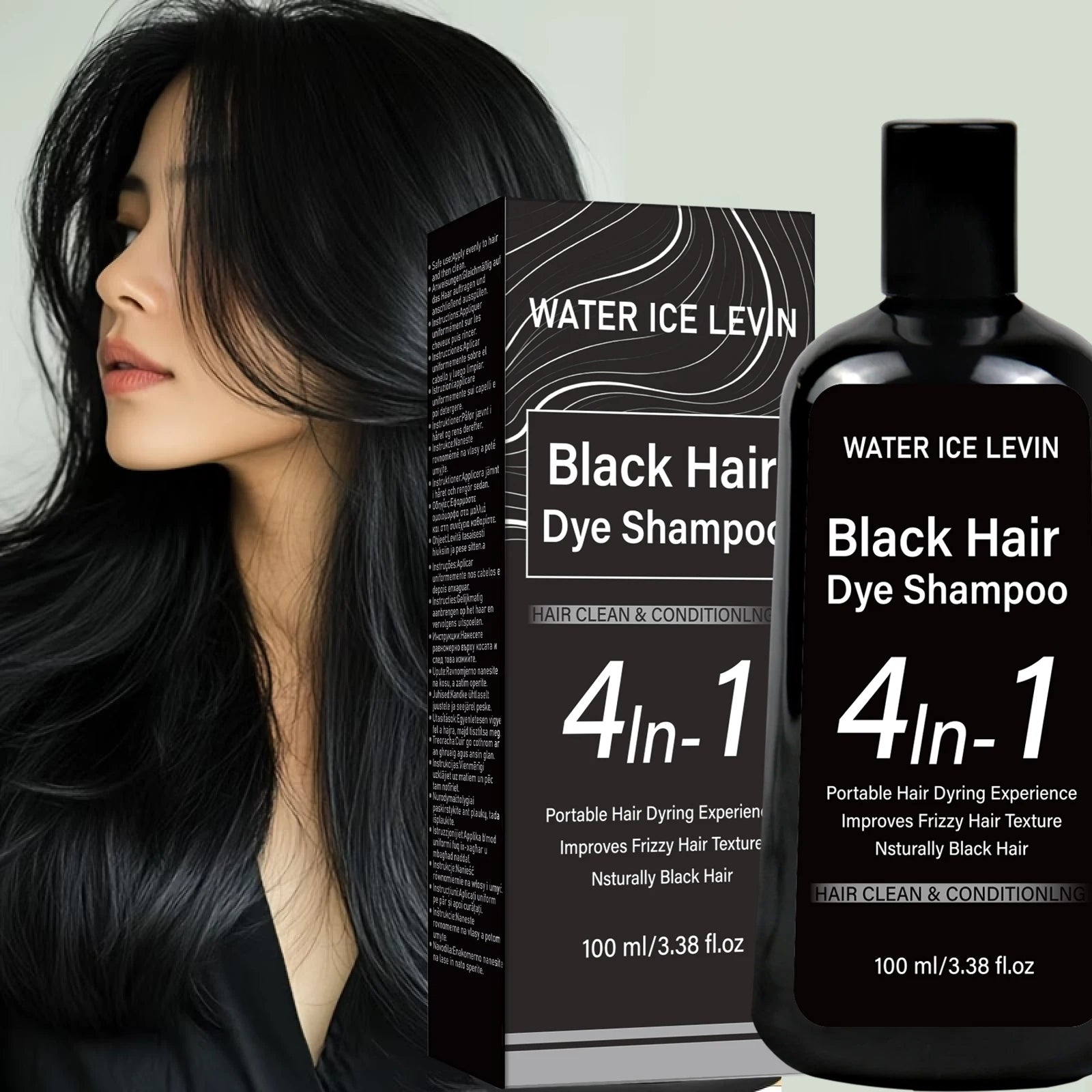Black Hair Dye Shampoo 4-in-1 Conditioning Anti Frizz Formula 100ml - 5