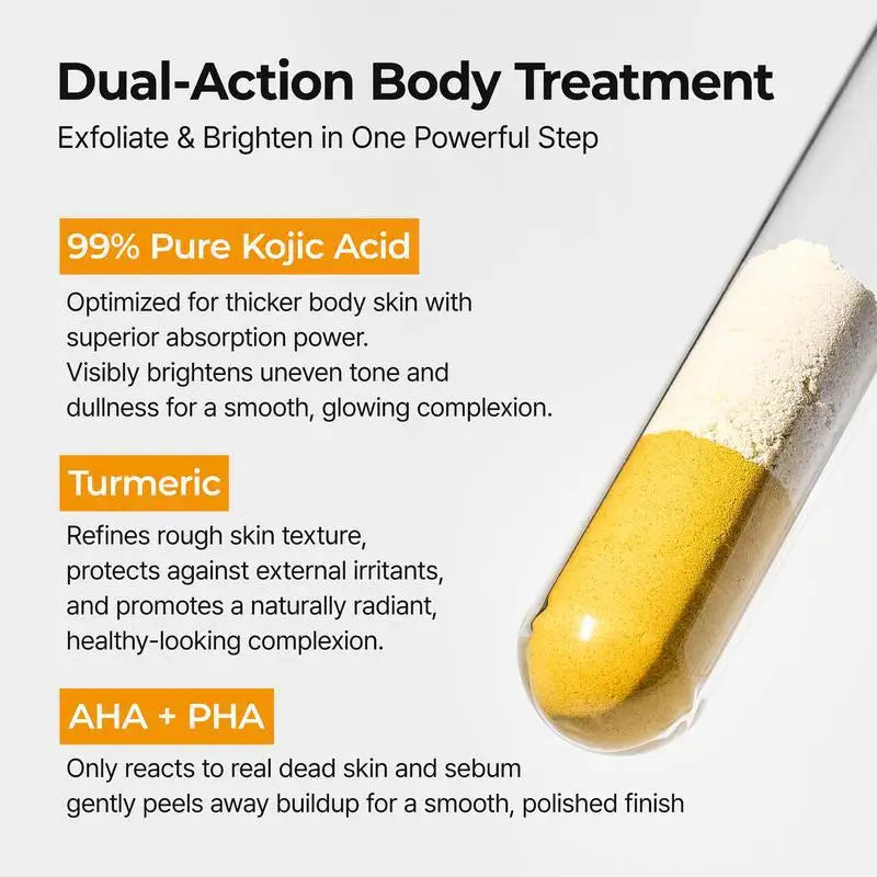 FLEXQW Kojic Acid Turmeric Exfoliating Body Scrub Spray for Smooth Skin
