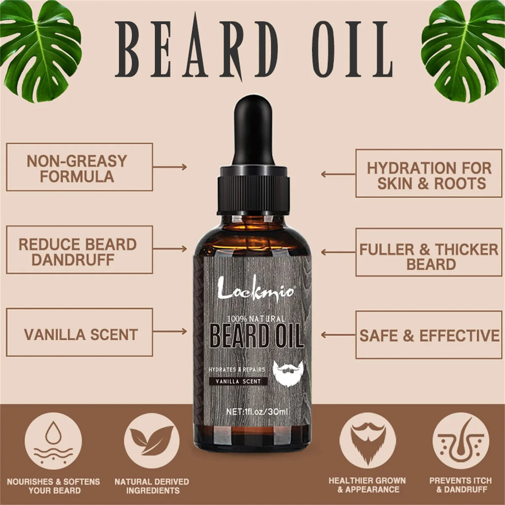 Lockmio Vanilla Beard Care Set Grooming Oil and Styling Balm Kit