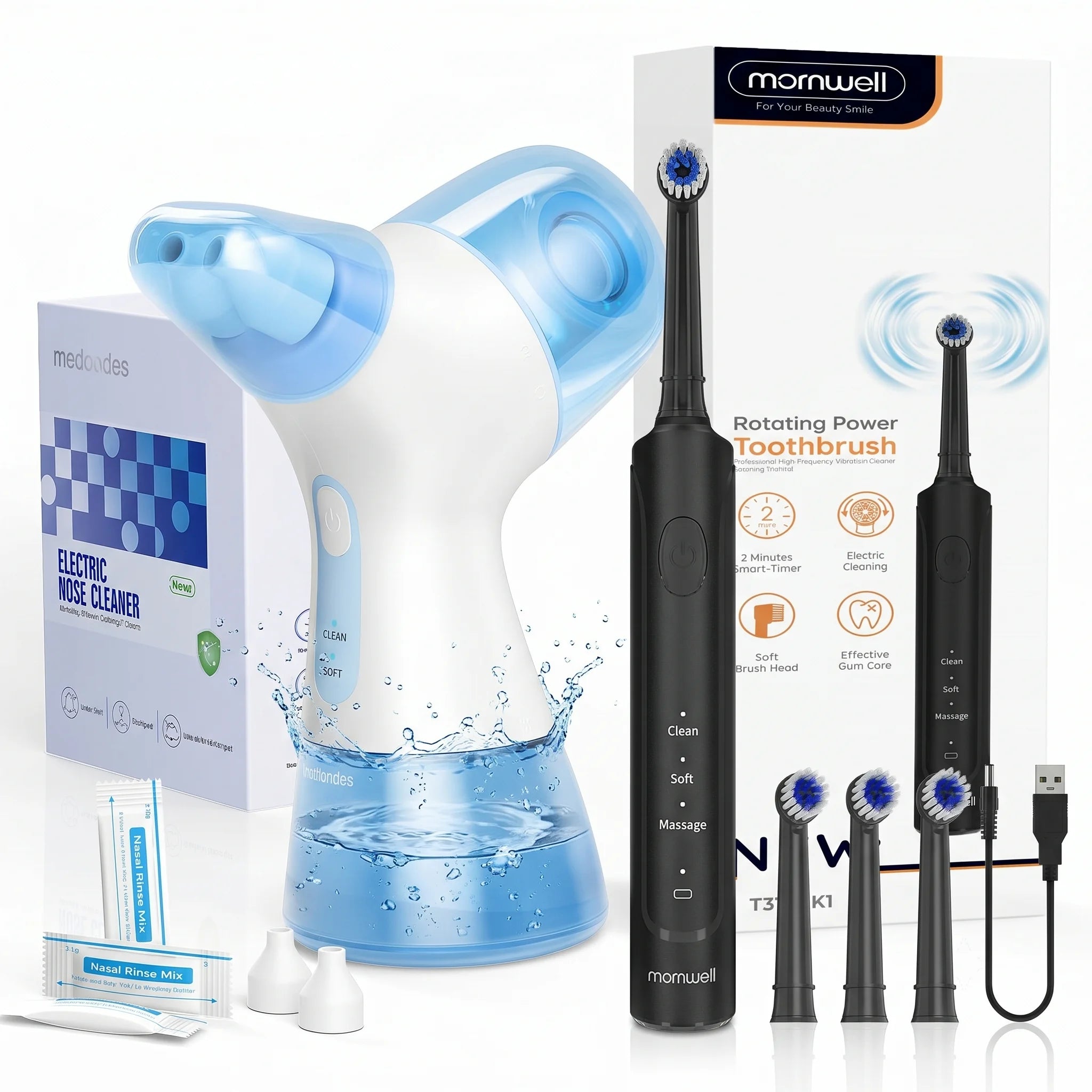 Electric Nasal Irrigator and Sonic Toothbrush Combo Kit - 1