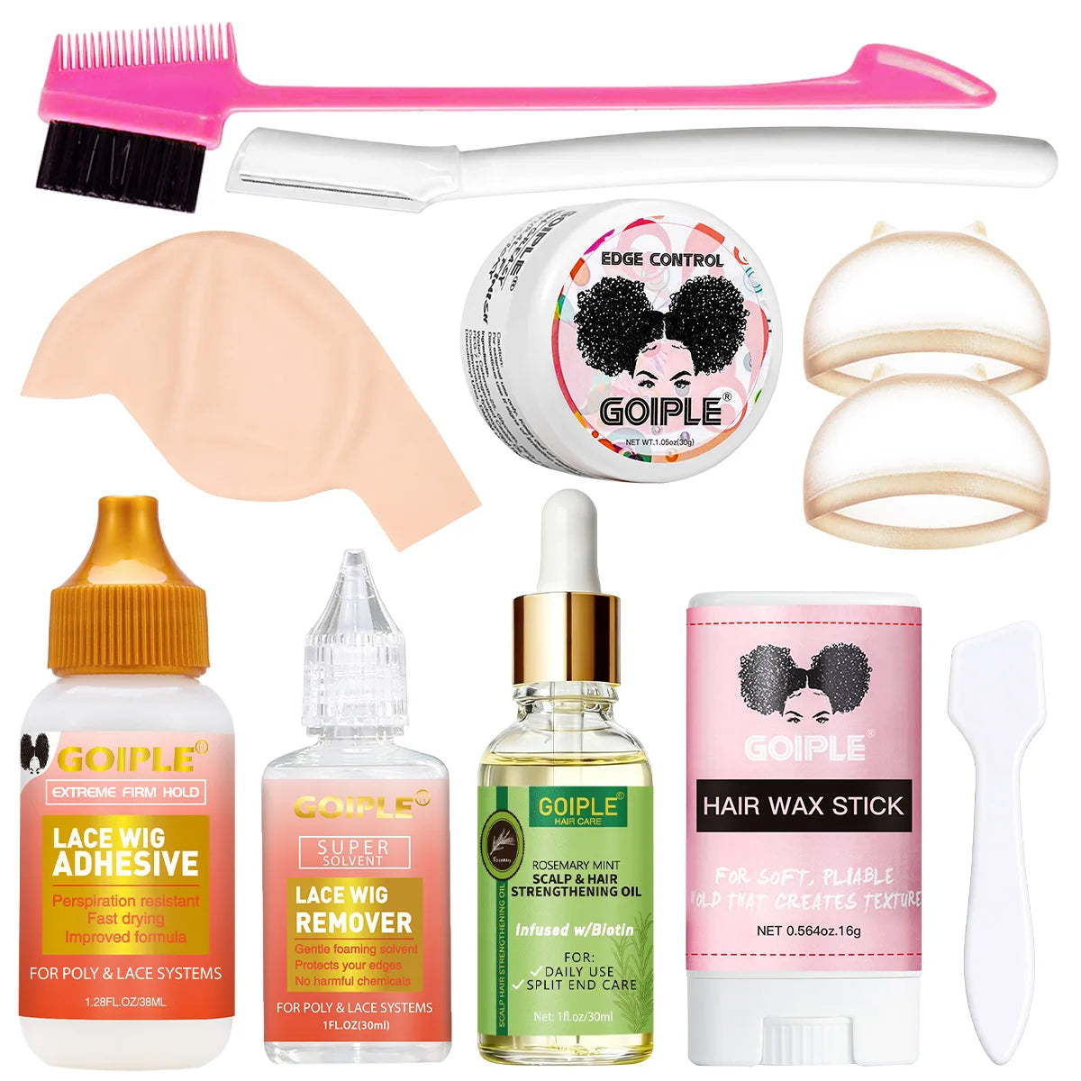Goiple Lace Wig Adhesive and Installation Kit with Remover and Edge Tool - 28