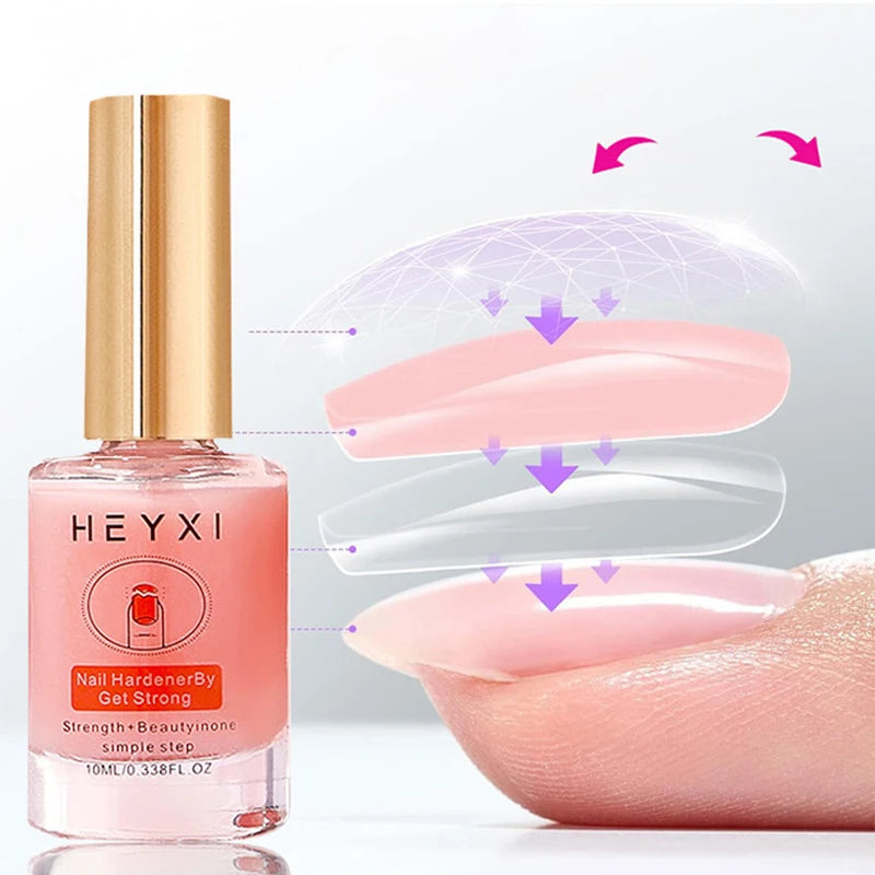 HEYXI Pink Nail Hardener Polish Strengthening Gloss Treatment 10ml