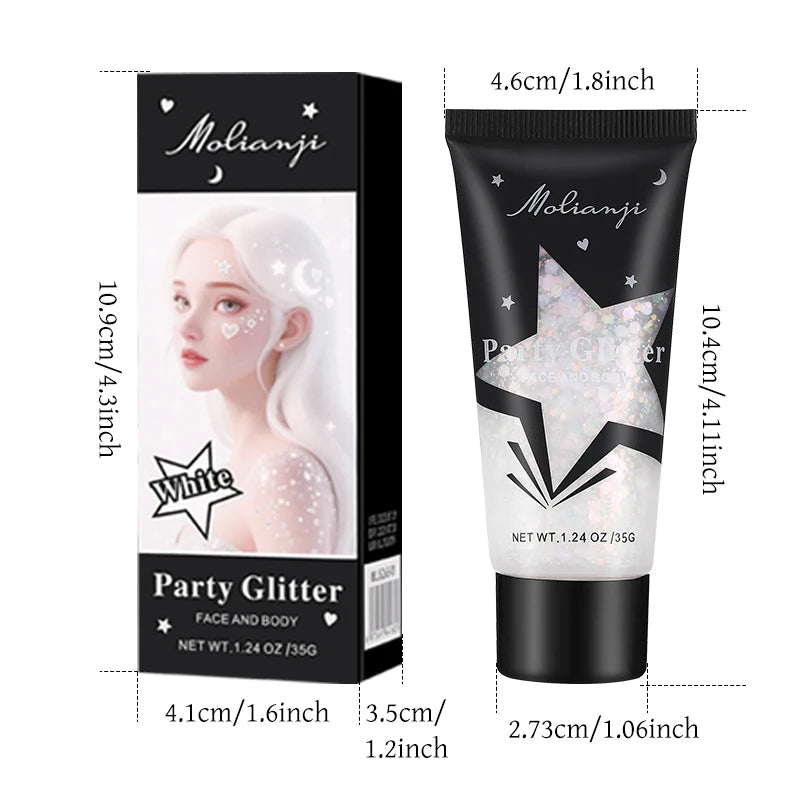 Molianji Glitter Gel Face and Body Shimmer Makeup for Parties