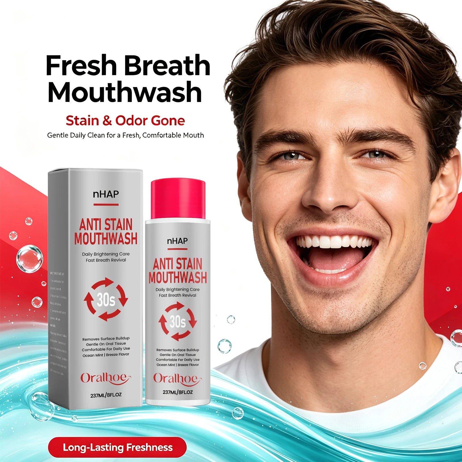 Alcohol-Free Teeth Whitening Mouthwash for Fresh Breath - 5