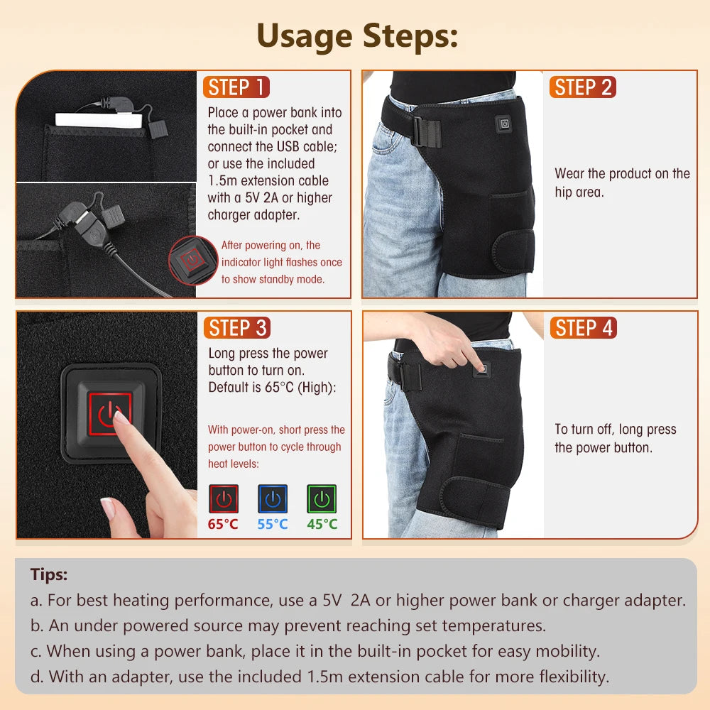 Red Light Therapy Heating Hip Support Brace