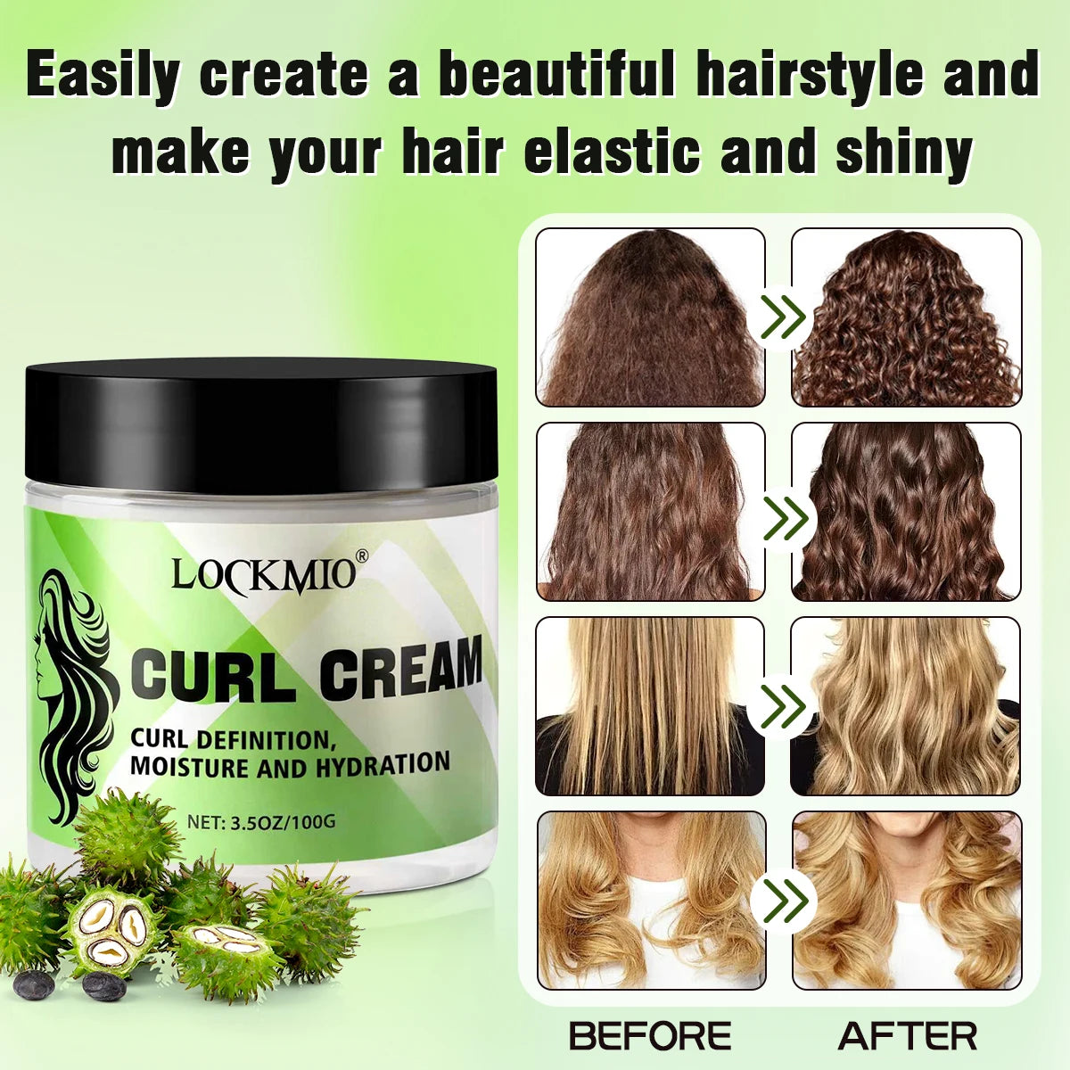 Black Castor Oil Hair Curl Cream Moisturizing Frizz Control 100g