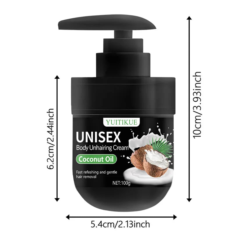 YUITIKUE Unisex Hair Removal Cream Coconut Oil Body Depilatory 100g