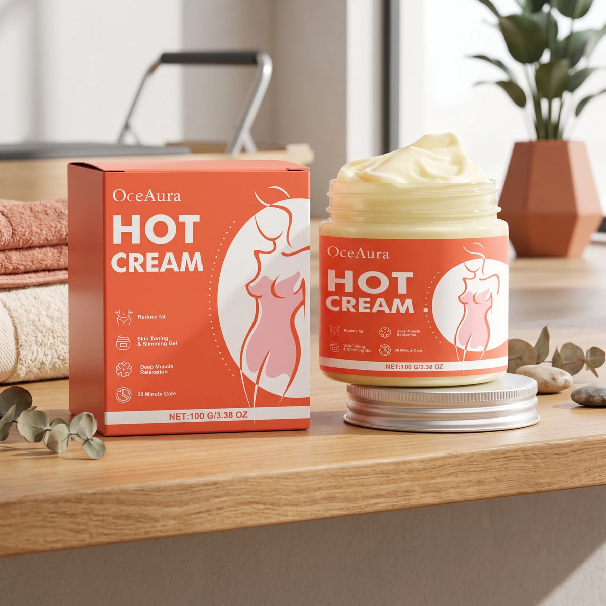 Anti-Cellulite Hot Massage Cream for Body Slimming and Shaping
