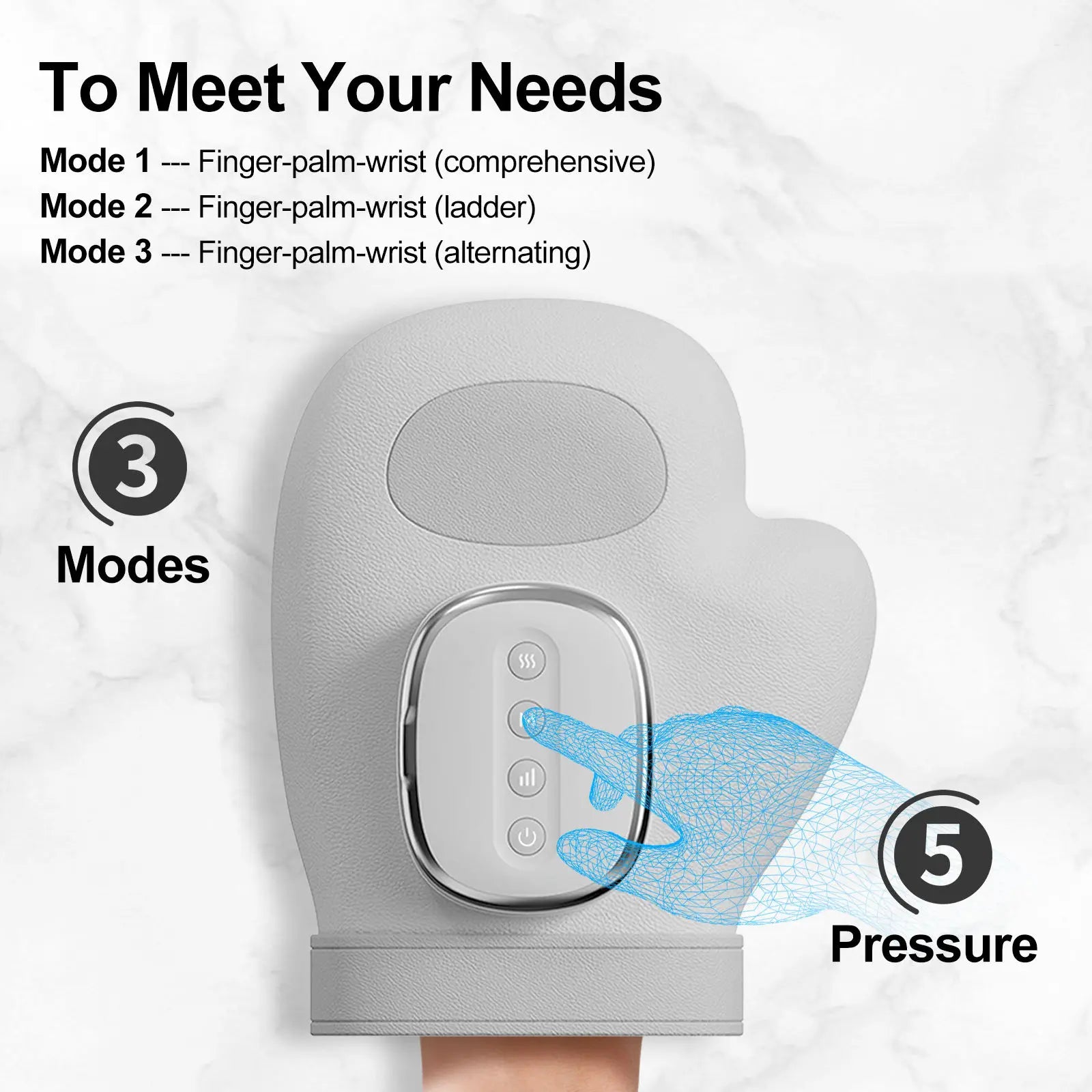 Electric Air Compression Hand Massager with Heat for Pain Relief - 3