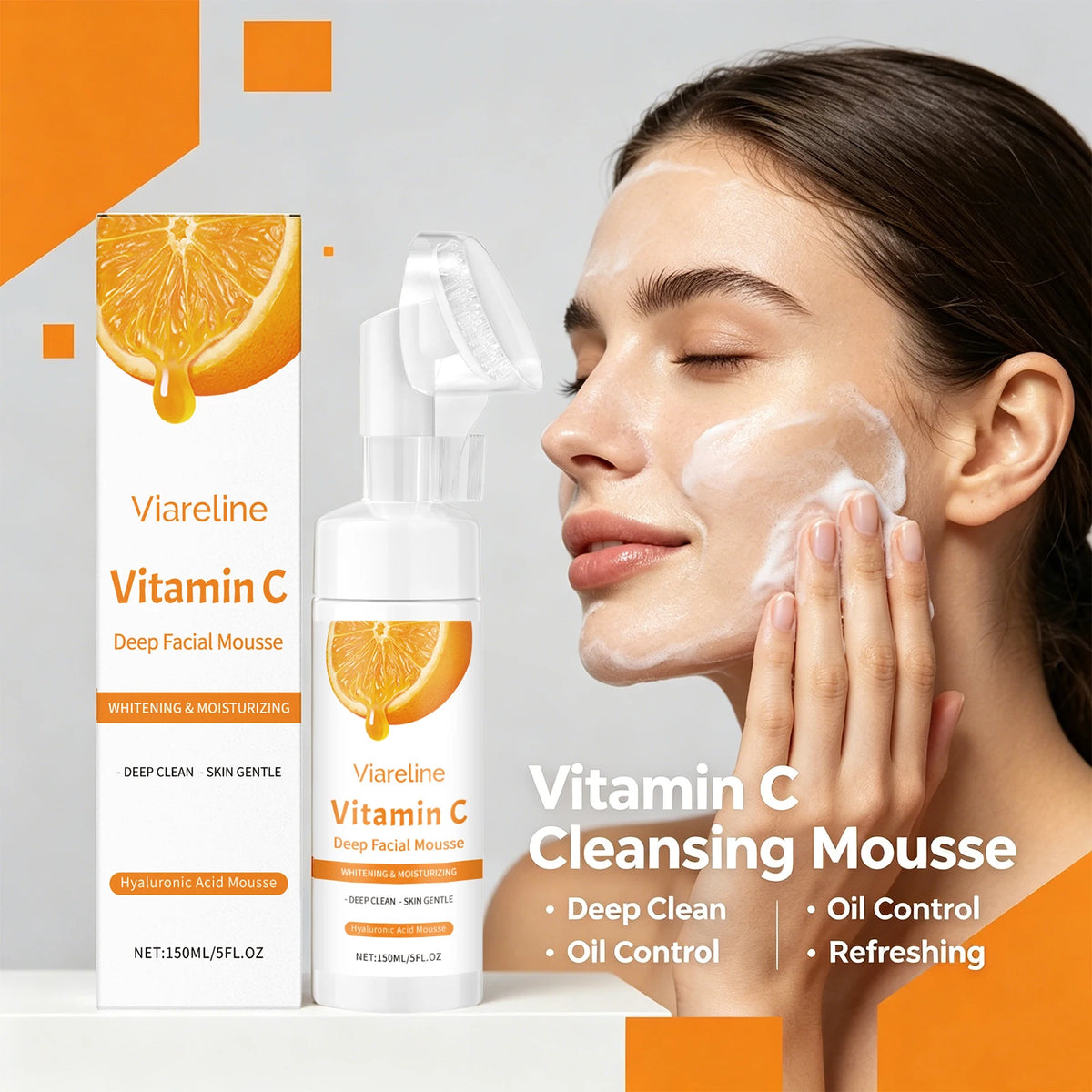 Vitamin C Brightening Facial Cleanser with Exfoliating Brush