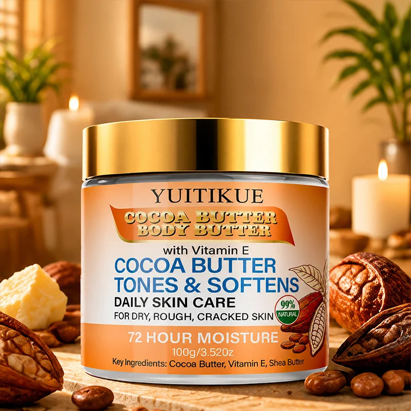 YUITIKUE Cocoa and Shea Butter Body Cream for Dry Cracked Skin
