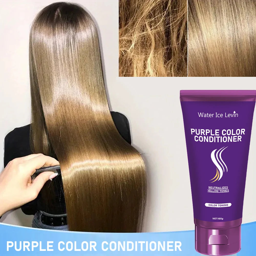 Purple Hair Mask Toner Neutralize Yellow Tones Deep Conditioning Repair - 5