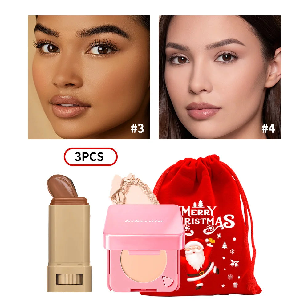 Matte Foundation Stick and Setting Powder Makeup Set - 1