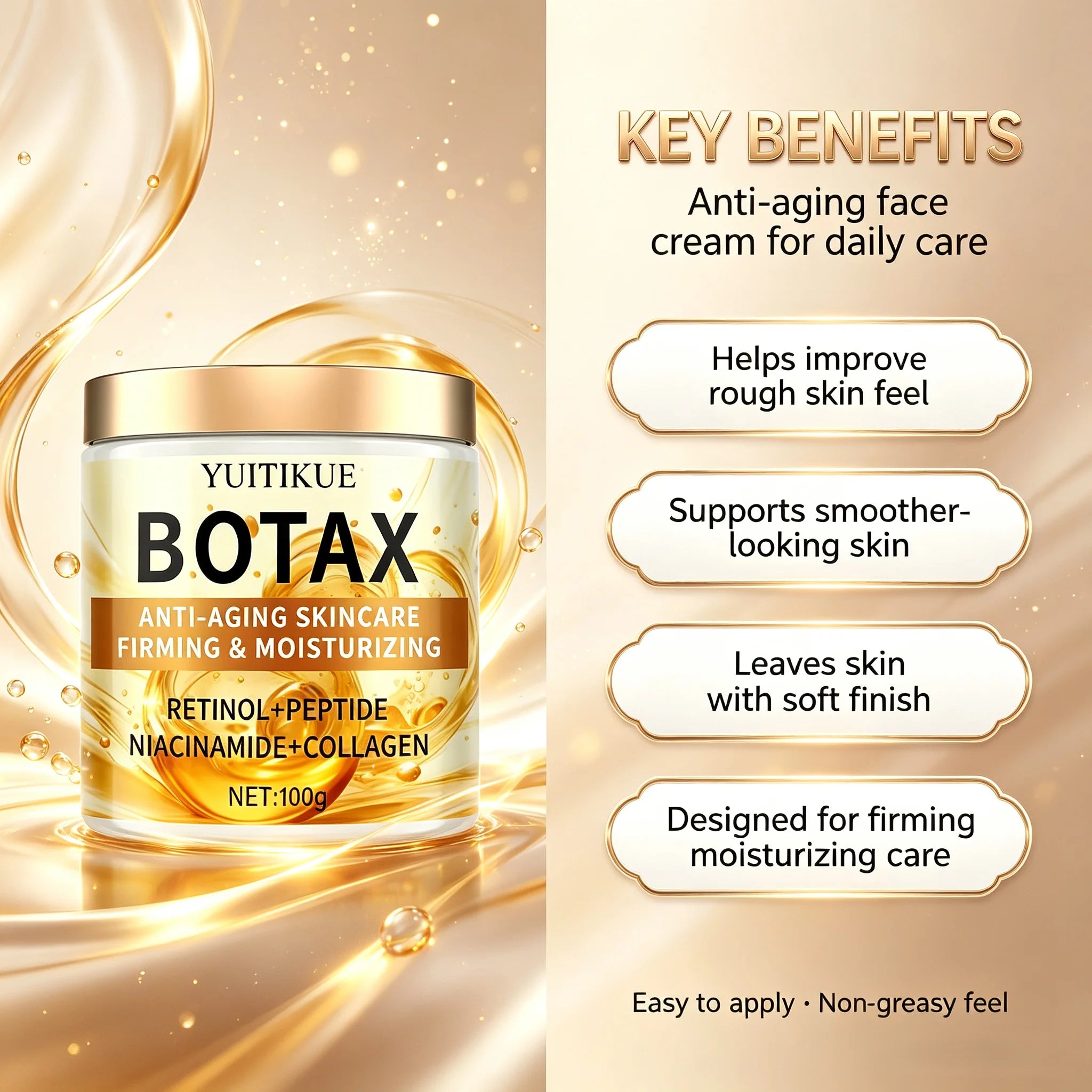 YUITIKUE Botax Anti-Aging Cream Retinol Peptide Firming Moisturizer 100g - 3
