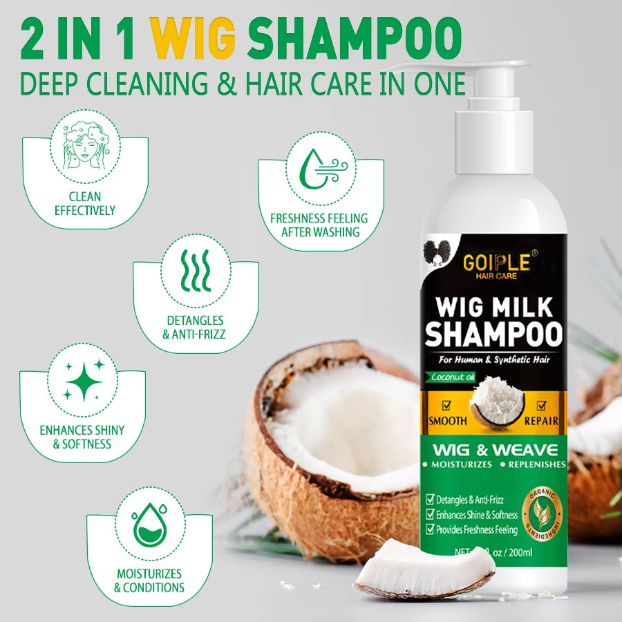 Goiple Coconut Oil Wig Milk Shampoo Hair Care and Repair Cleanser