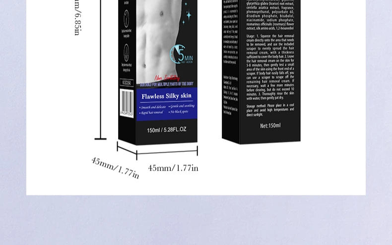 Sadoer Mens Hair Removal Cream Smooth Body Depilatory Cream 150ml