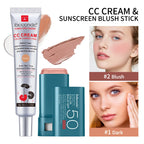 Color Correcting CC Cream and Sunscreen Blush Stick Set