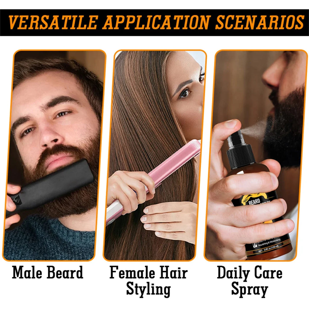 Beard Grooming Kit Oil Balm and Spray Set for Facial Hair Care