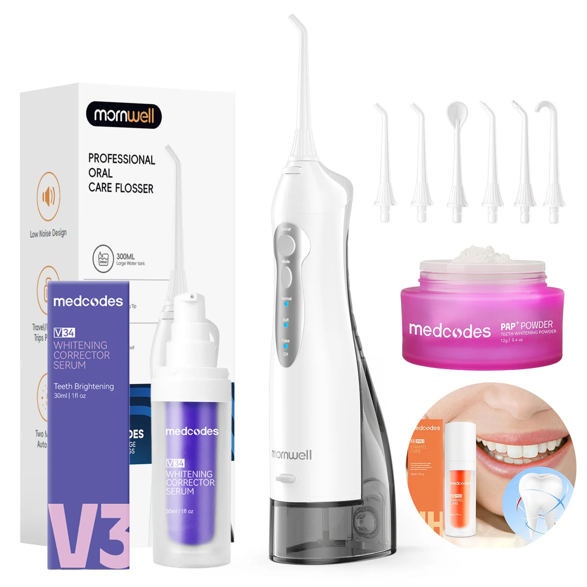 Portable Rechargeable Oral Irrigator and Teeth Whitening Kit