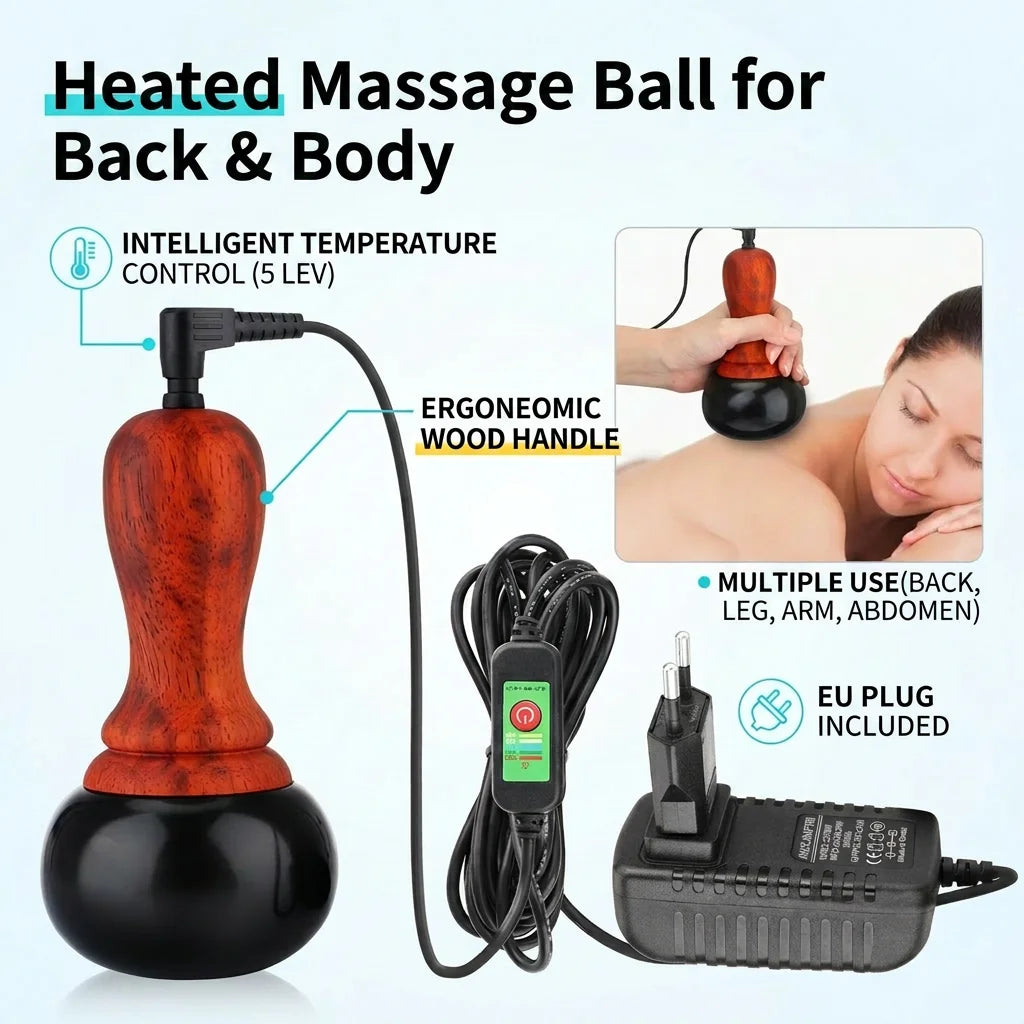 Electric Heated Bian Stone Massage Ball for Body Relief - 1