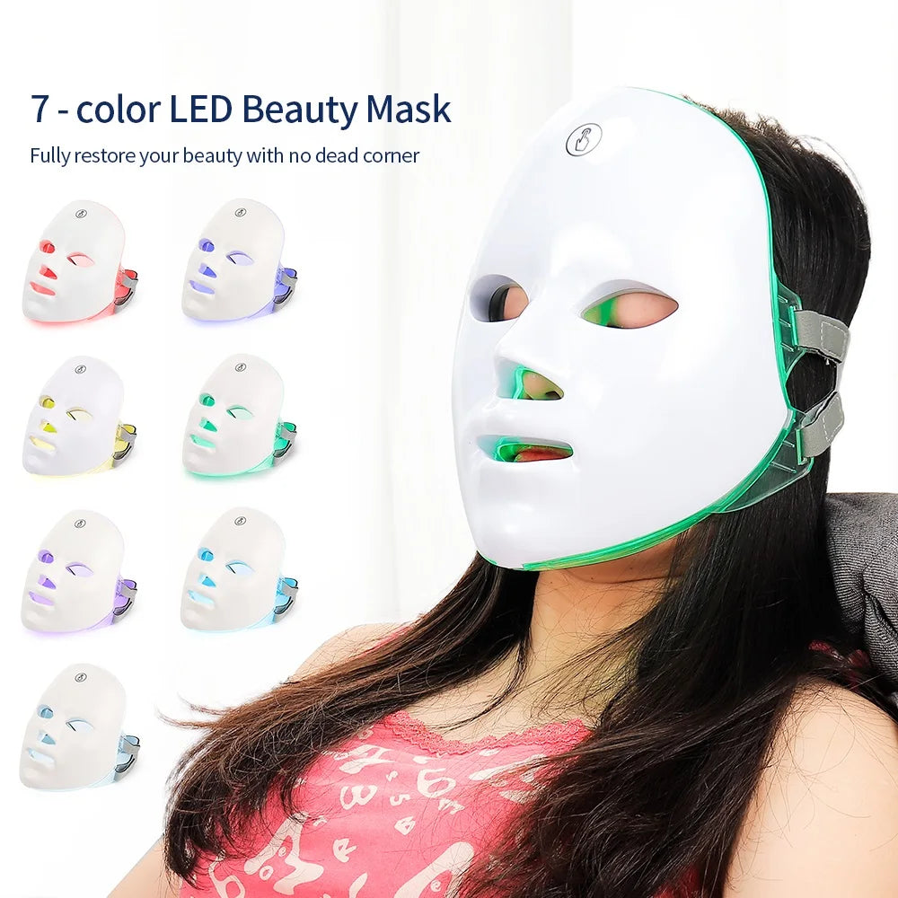 7-Color LED Light Therapy Face Mask for Skin Rejuvenation - 7