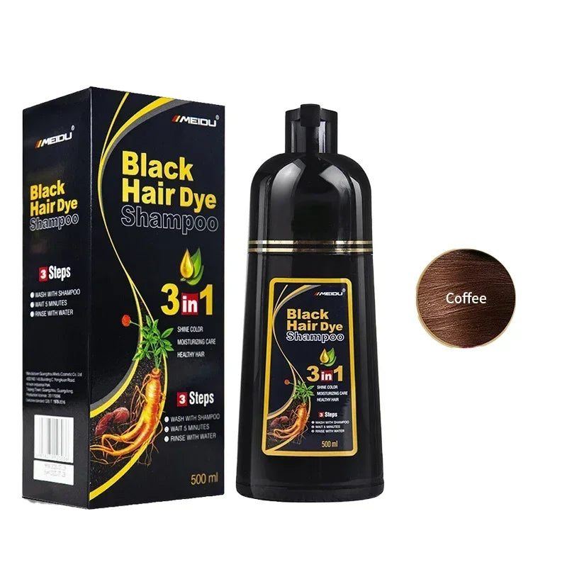 3 in 1 Hair Dye Shampoo 500ml Coloring Conditioner and Repair Treatment