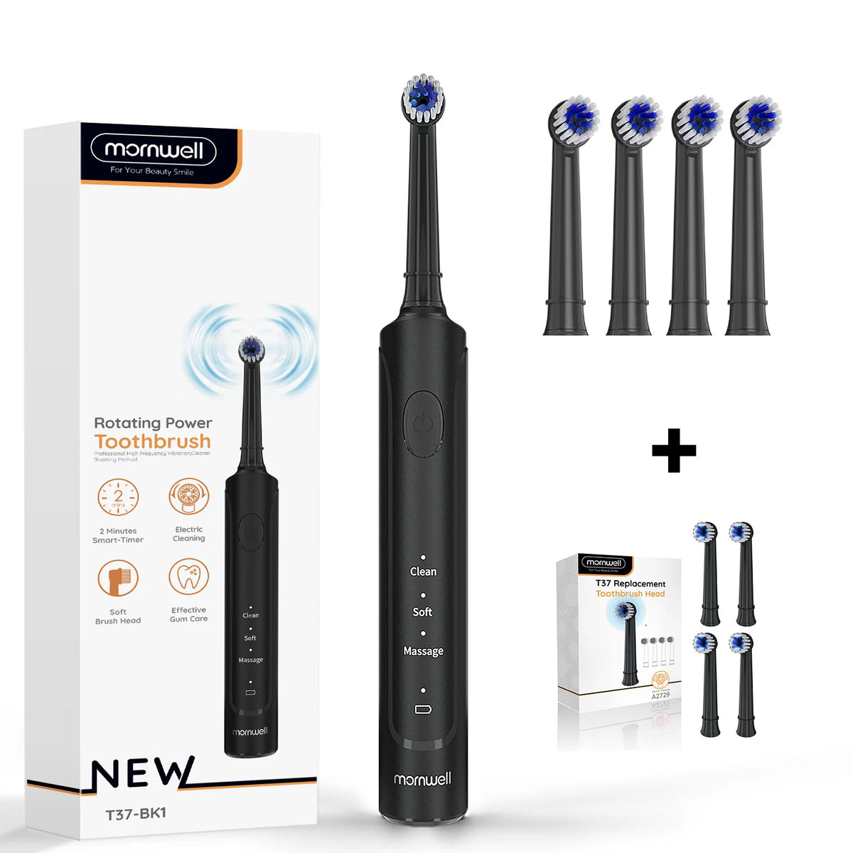 Rechargeable Electric Toothbrush with 3 Cleaning Modes
