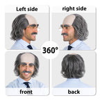 Old Man Bald Cap and Wig Set Costume Kit for Cosplay