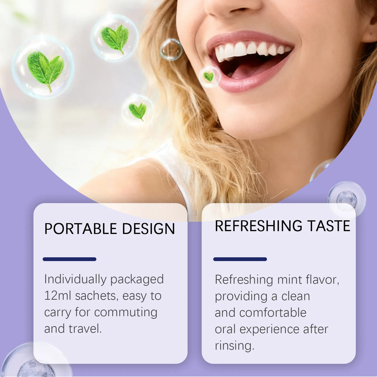 Portable Purple Mouthwash Sachets for Fresh Breath