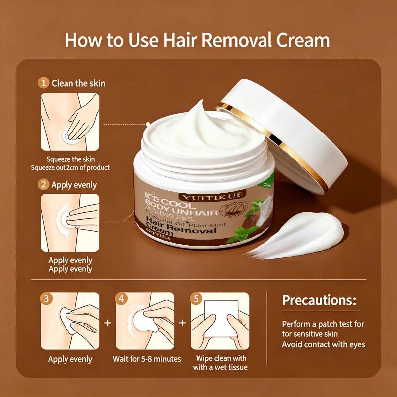 Ice Cool Body Hair Removal Cream 60g Coconut Oil and Mint - 10