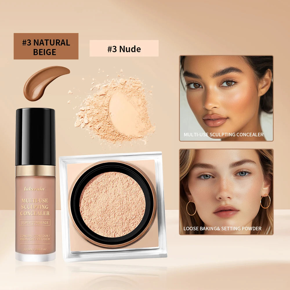 Face Concealer and Matte Setting Powder Makeup Set