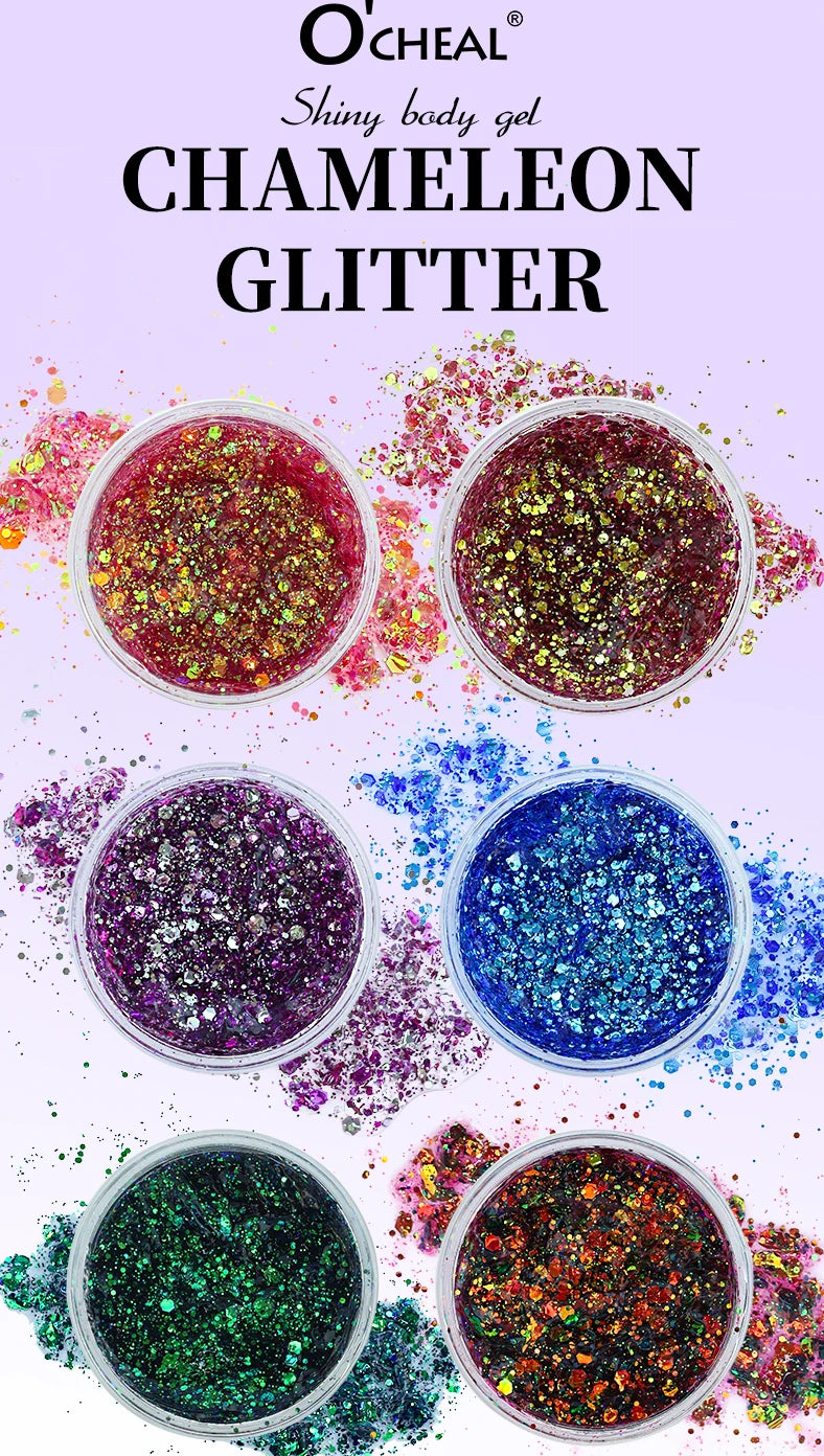 O'CHEAL Chameleon Glitter Gel Body Face and Hair Shimmer Makeup