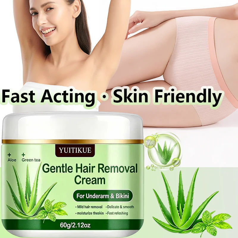 YUITIKUE Aloe Green Tea Hair Removal Cream Gentle Body Depilatory 60g