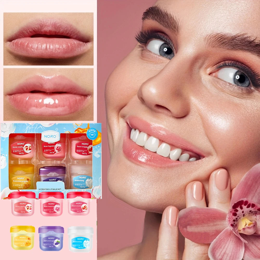 NORO Moisturizing Lip Balm Set Fruit Flavored Lip Mask Care Kit - 3