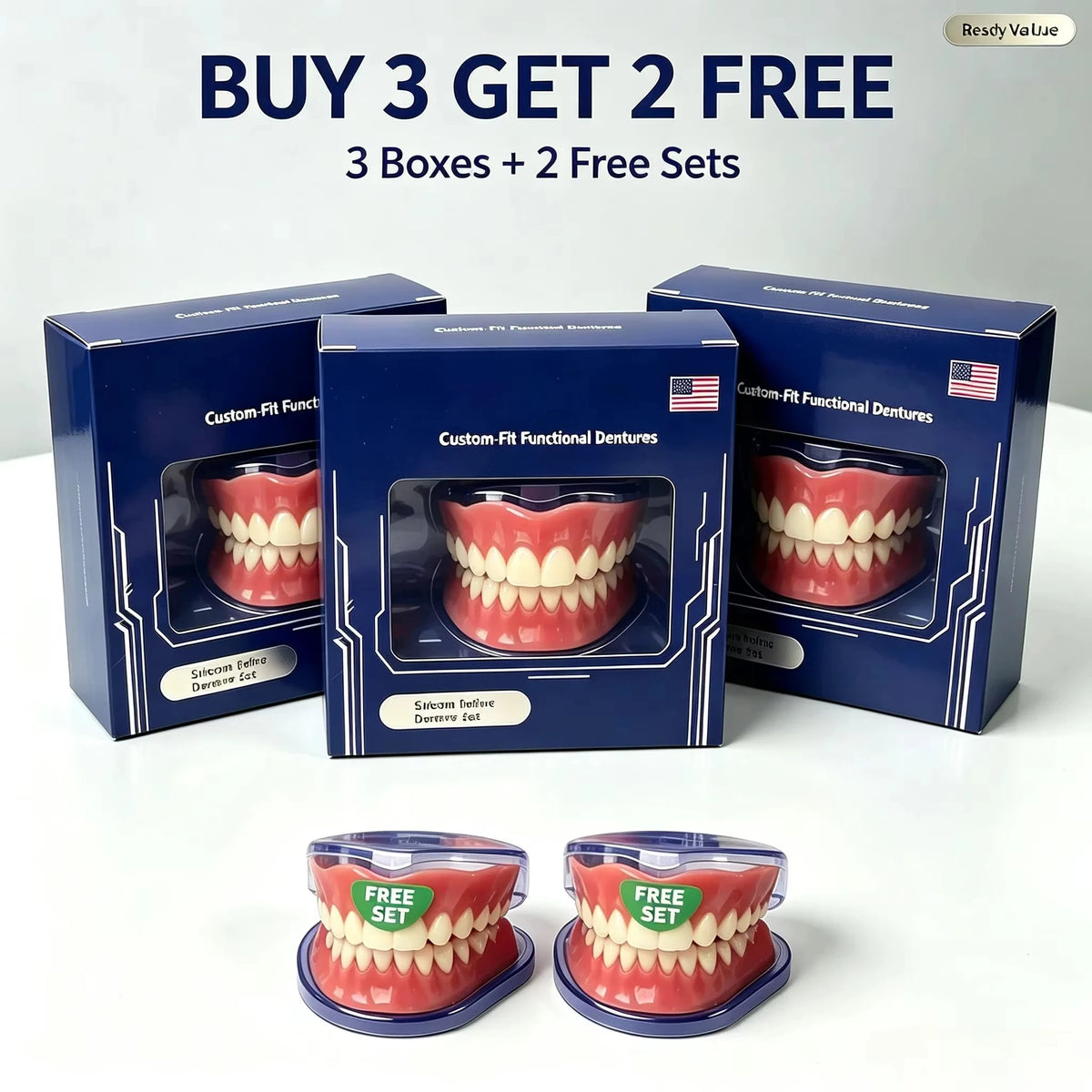 Instant Smile Cosmetic Dentures for Full Mouth