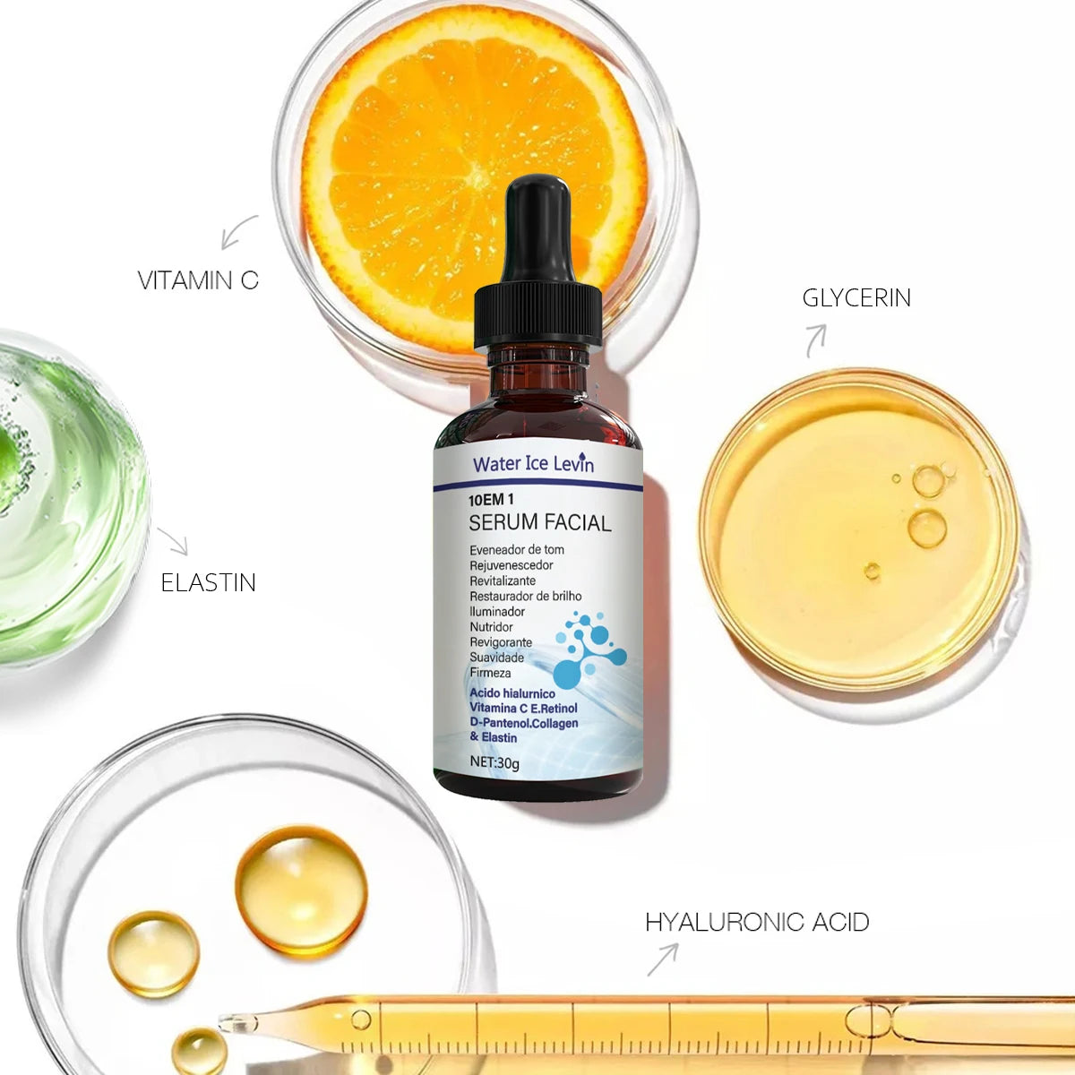 10 in 1 Retinol Face Serum Hyaluronic Acid Vitamin C Anti Aging Skin Care - 6