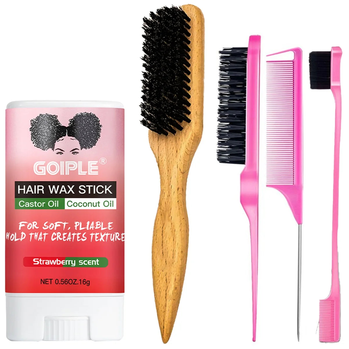 Goiple Hair Wax Stick and Styling Brush Set for Frizz and Flyaways - 1