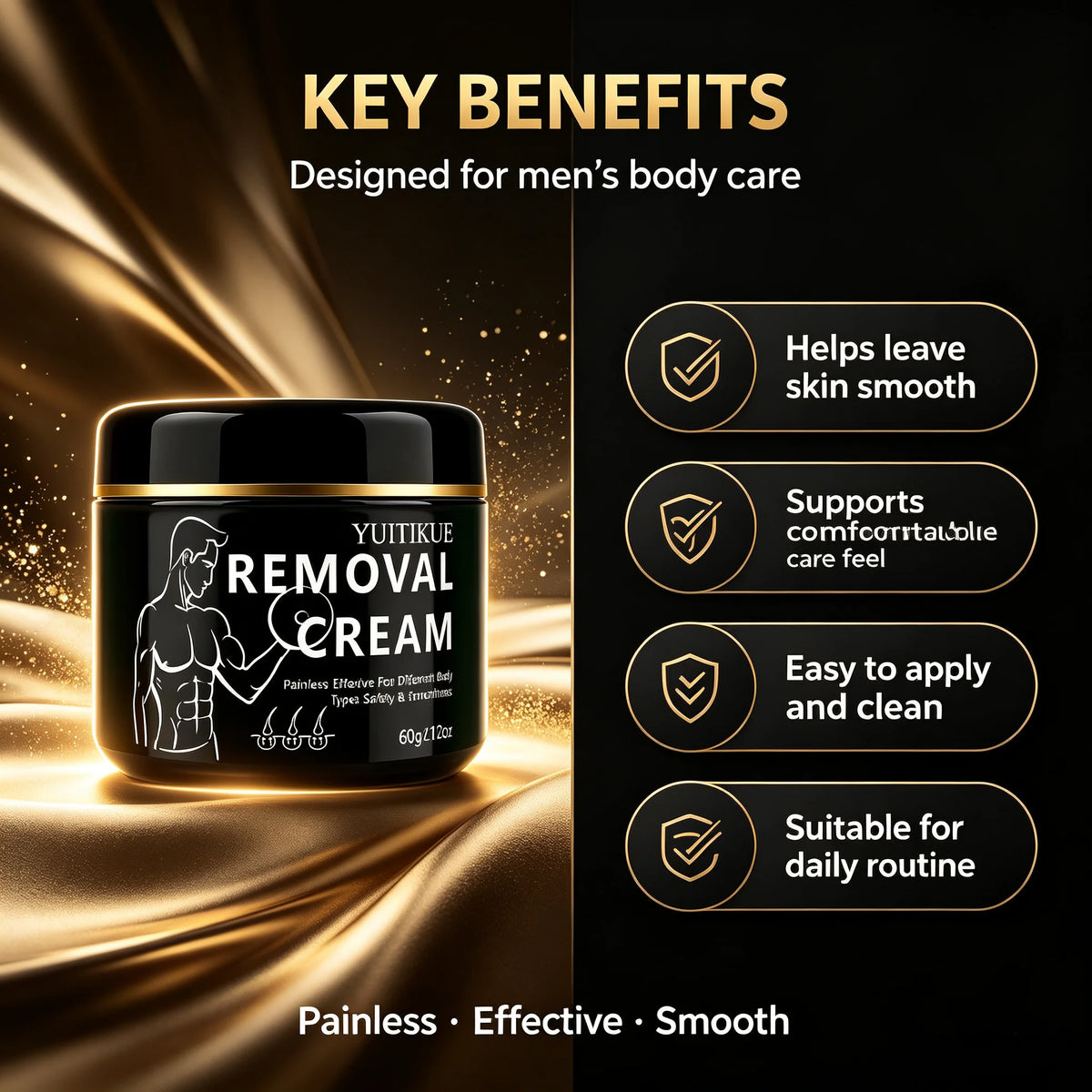 YUITIKUE Men's Hair Removal Cream - Painless Body Hair Remover