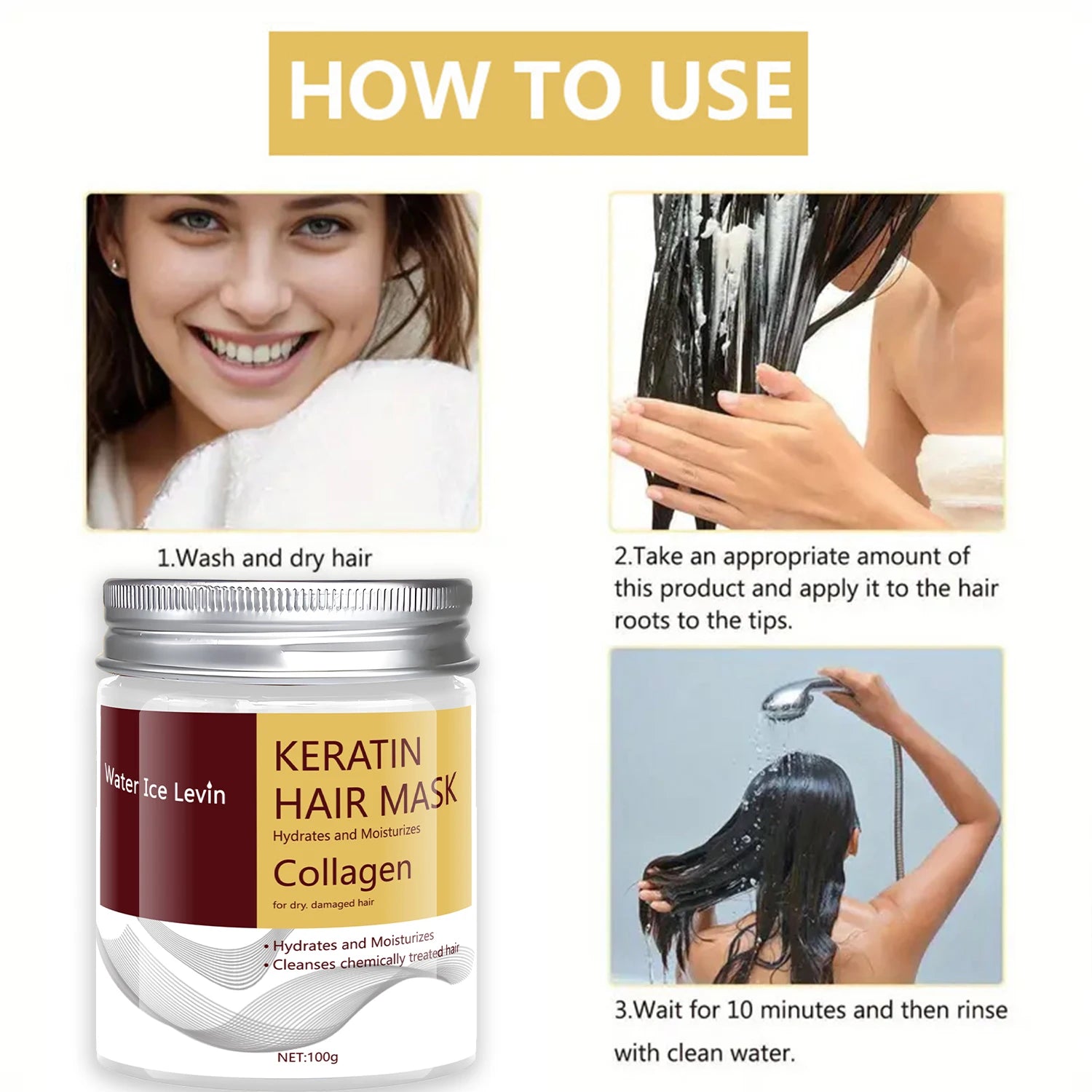Keratin Hair Mask with Argan Oil Coconut Oil and Collagen 100g