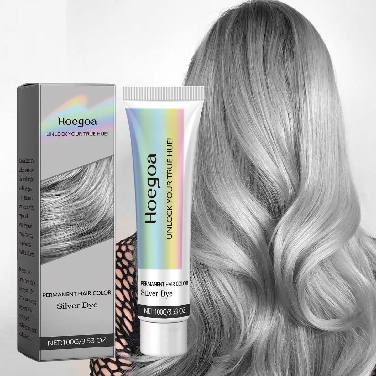 Permanent Silver Gray Hair Dye Cream for Vibrant Color Coverage