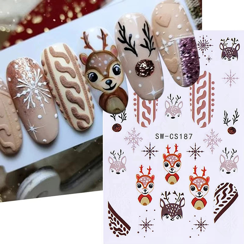 3D Christmas Cartoon Nail Art Stickers