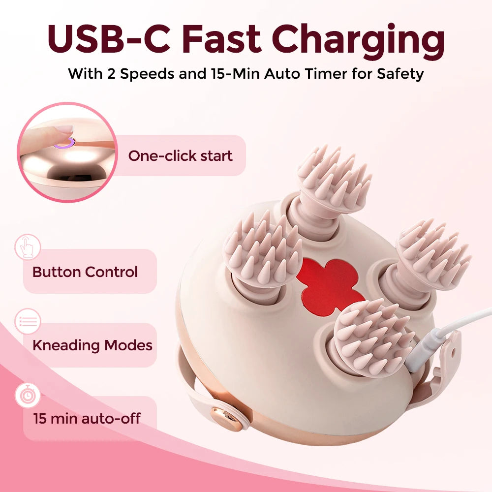Electric Waterproof Scalp Massager for Hair Growth and Relaxation